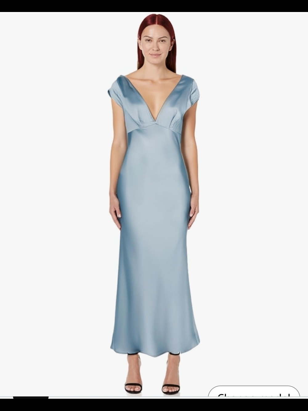 Halfisland Elegant Light Blue Satin V-Neck Evening Dress NEW
